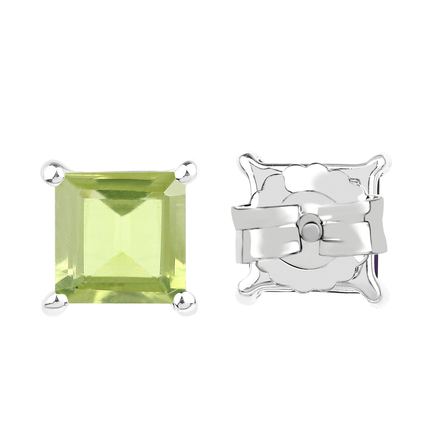 Peridot Empire Studs - 2.30 Carat Genuine Peridot - .925 Sterling Silver Earrings