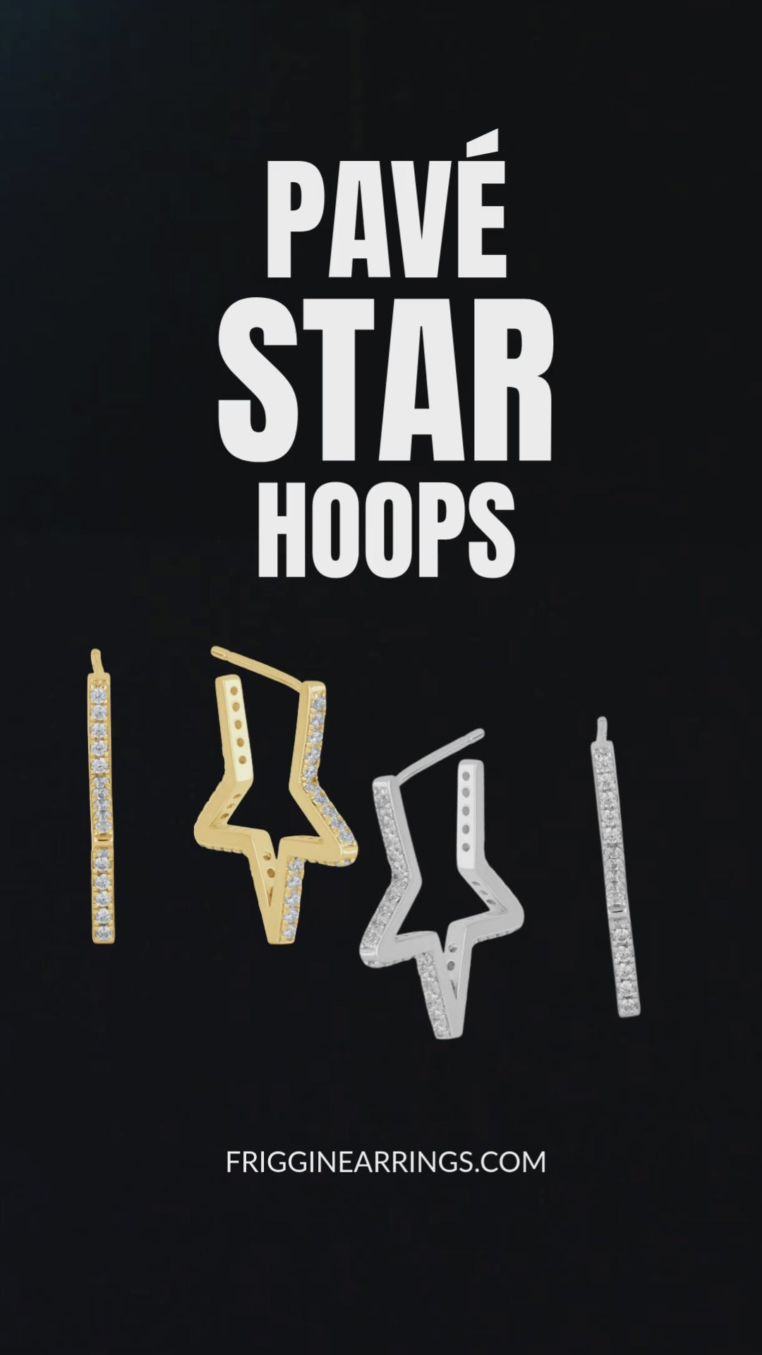 Pavé Star Hoop Earrings - 18k Gold-Plated / 925 Sterling Silver