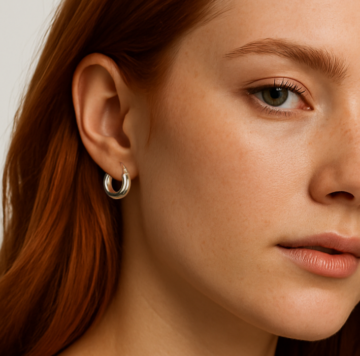 Bold Little Winner Tube Hoops - 18k Gold-Plated / 925 Sterling Silver