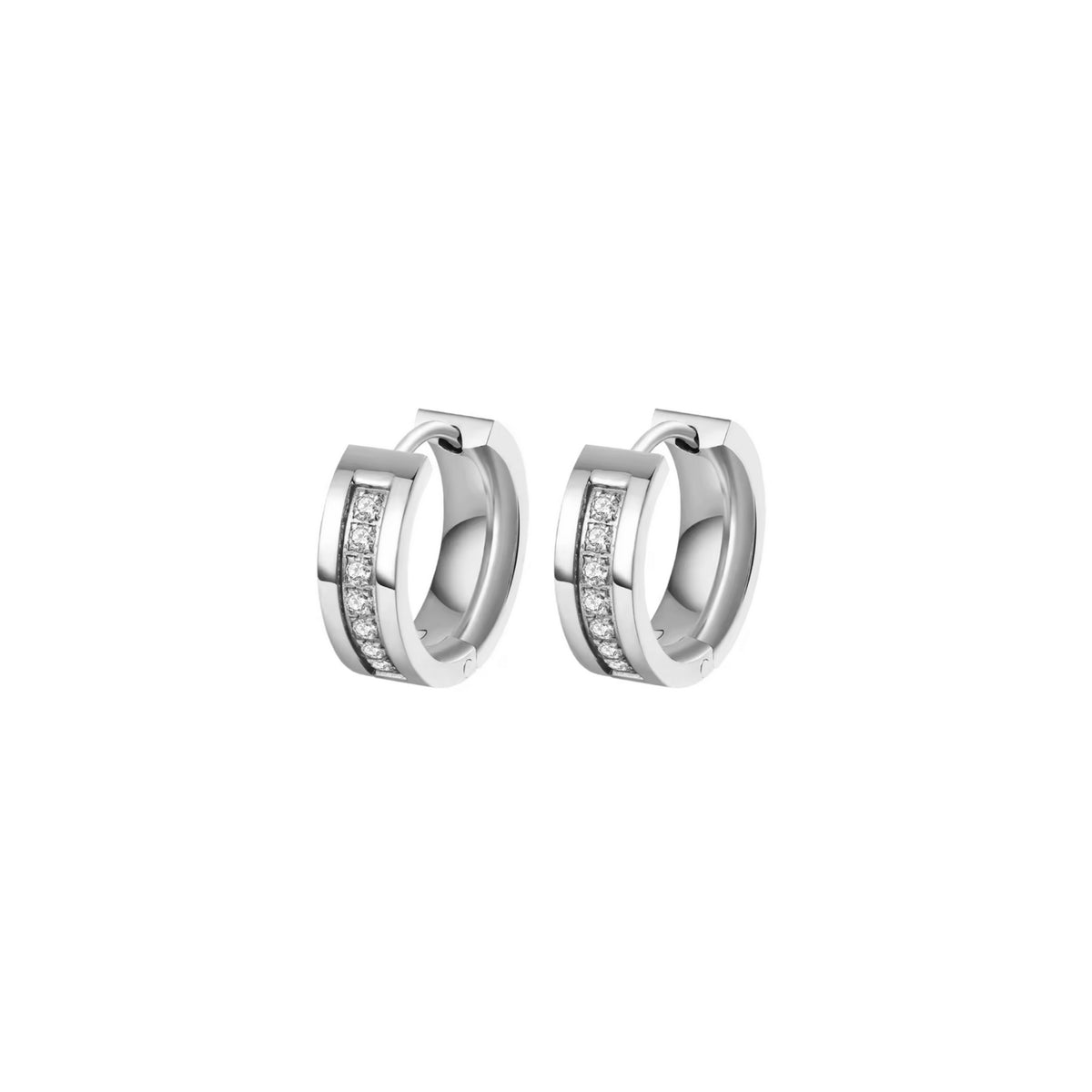 CZ Pavé Mini Hoops - Stainless Steel
