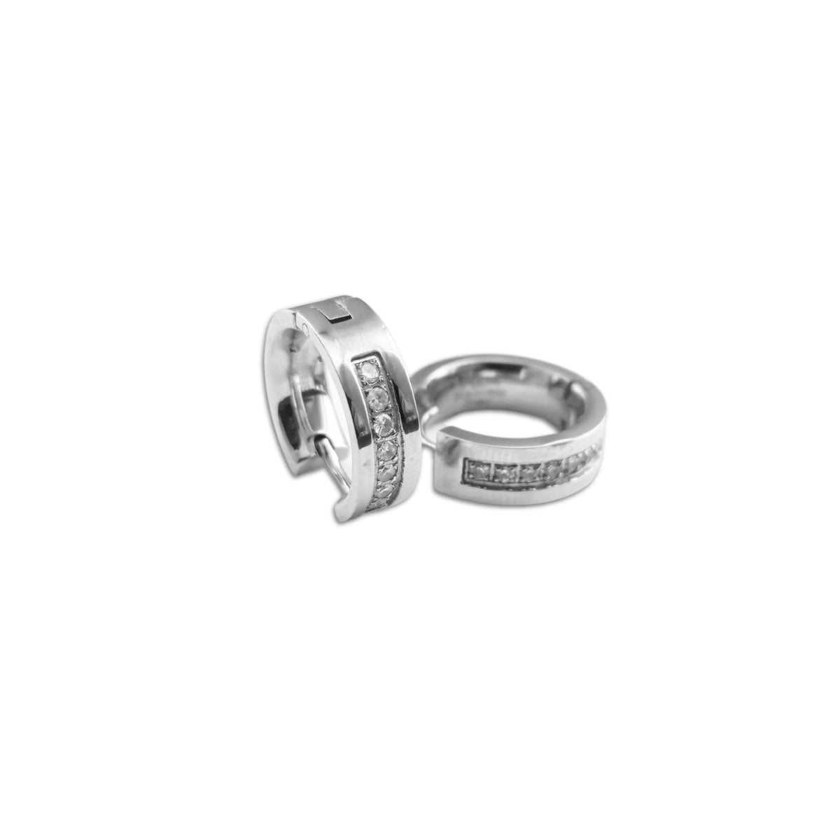 CZ Pavé Mini Hoops - Stainless Steel