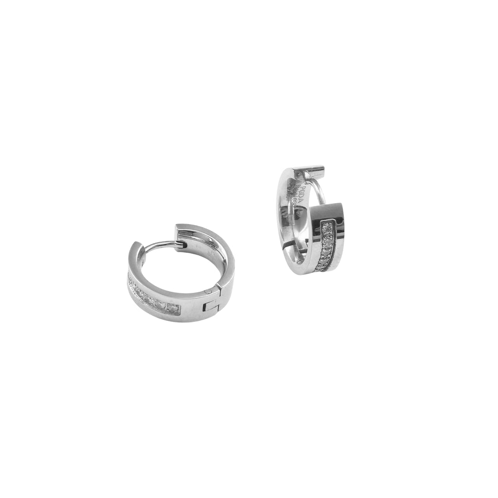 CZ Pavé Mini Hoops - Stainless Steel
