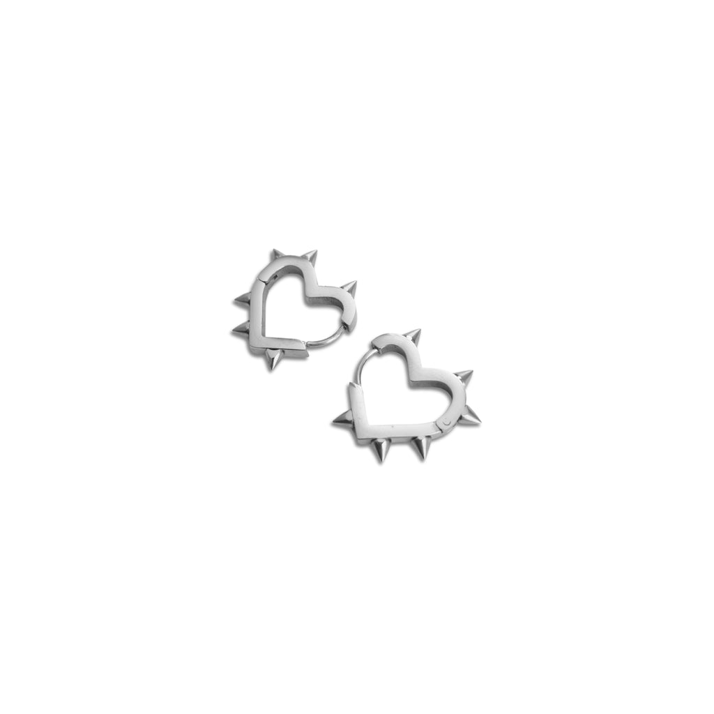 Spiked Heart Hoops - Stainless Steel