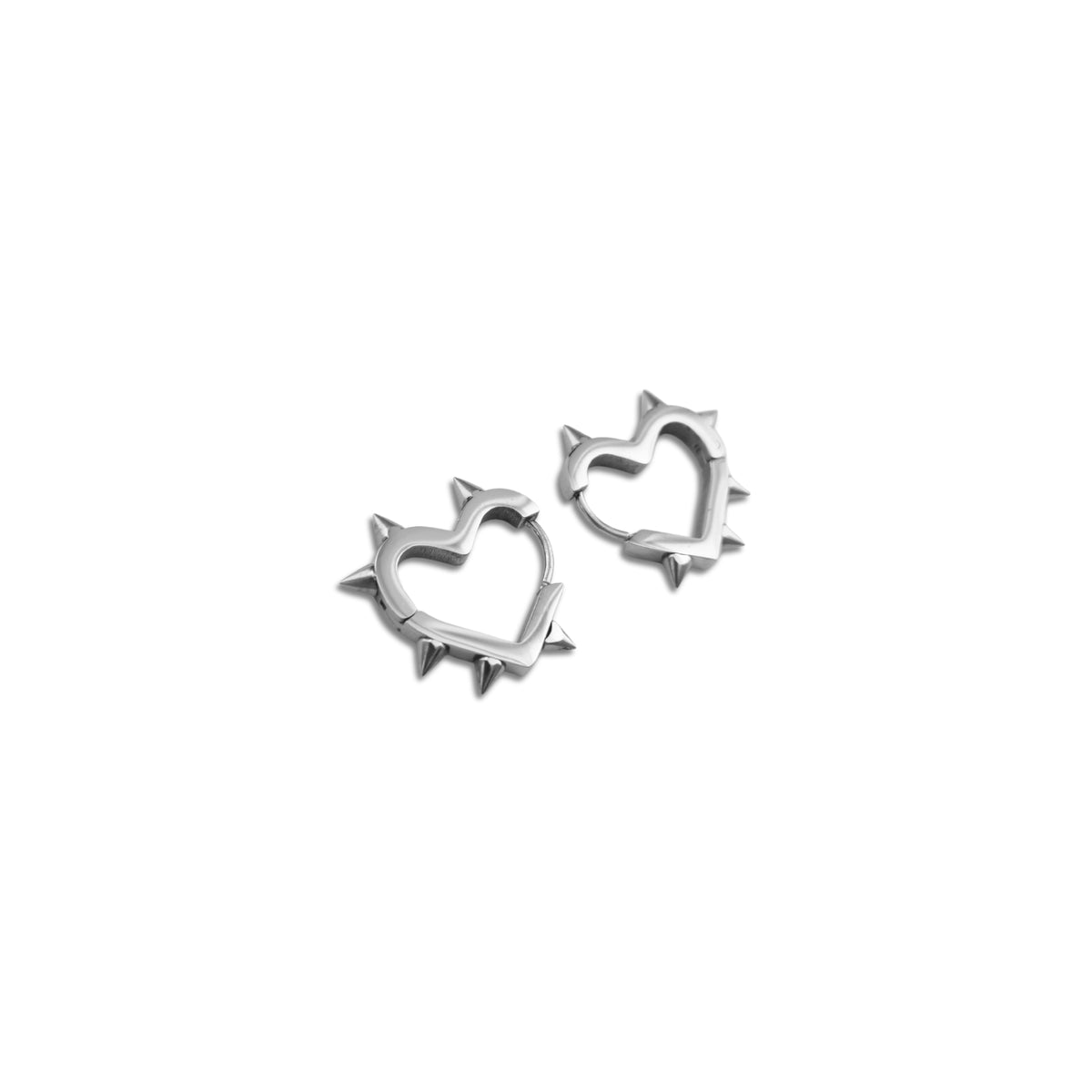 Spiked Heart Hoops - Stainless Steel